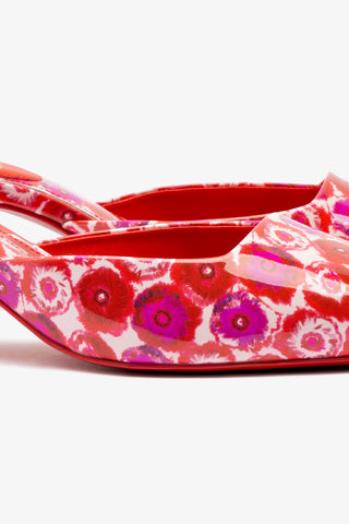 Larroudé x Jonathan Cohen Amal Mule In Red Abstract Printed Patent Leather