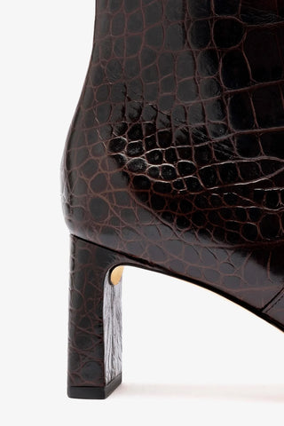 Alexis Bootie In Dark Croco Embroided Leather