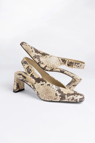 Katie Pump Neutral Snake Leather Pump Larroudé