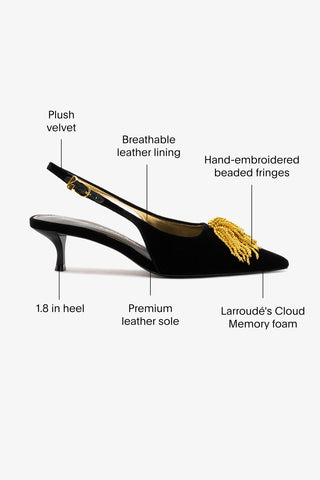 Larroudé x Angelica Hicks Beaded Pump Low In Black Velvet