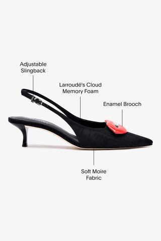 Larroudé x Libertine Lips Pump Lo In Black Fabric