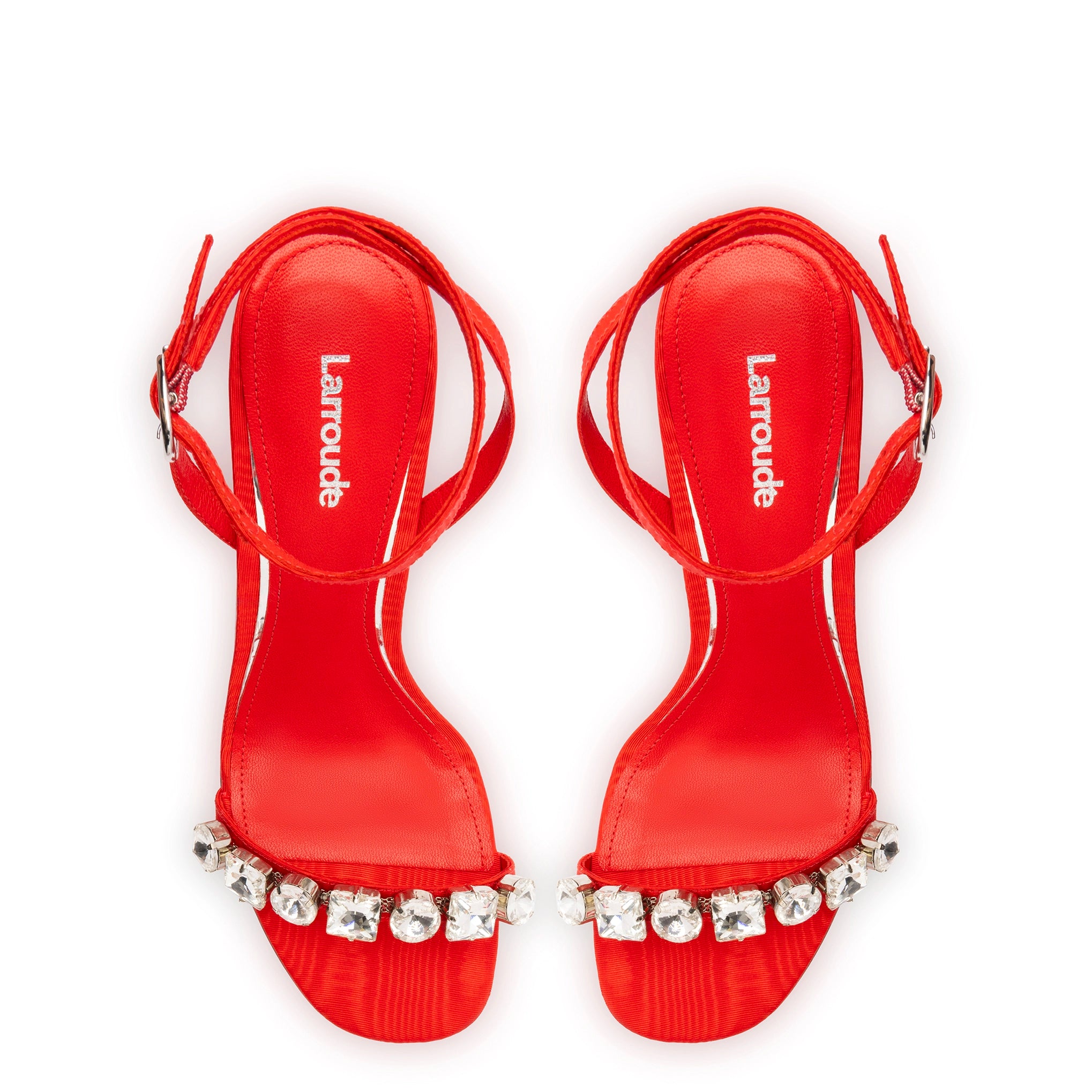 Calypso Sandal In Red Fabric and Crystals