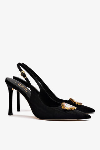 Larroudé x Libertine Eye Pump Hi In Black Fabric