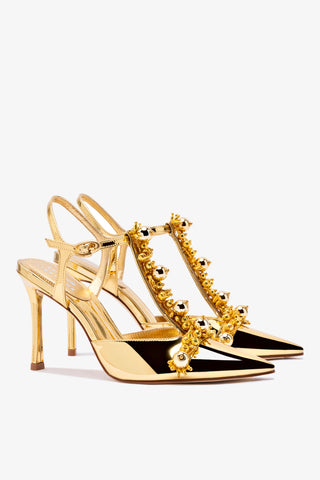 Larroudé x Libertine Pump In Gold Specchio and Golden Balls