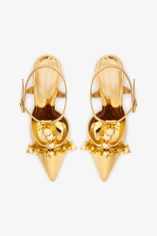 Larroudé x Libertine Pump In Gold Specchio and Golden Balls