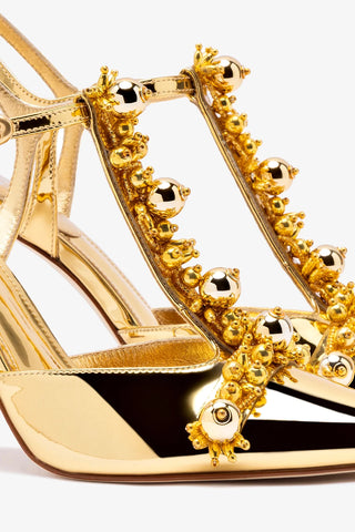 Larroudé x Libertine Pump In Gold Specchio and Golden Balls