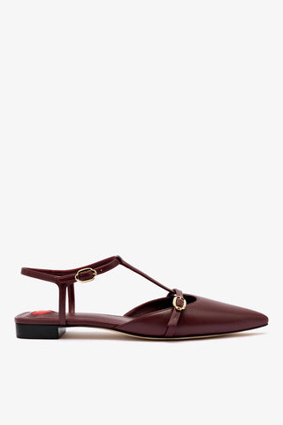 Grace Flat In Burgundy Leather