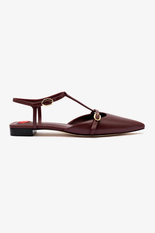 Grace Flat In Burgundy Leather