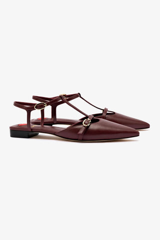 Grace Flat In Burgundy Leather