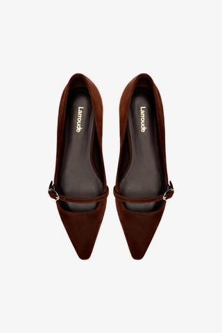 Irene Flat In Brown Suede