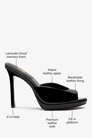 Jasmine Platform Mule Black Patent Leather Mule Larroudé