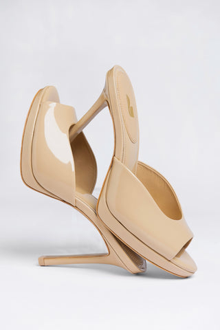 Jasmine Platform Mule Sand Patent Leather Mule Larroudé