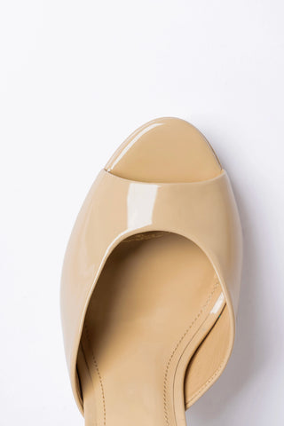 Jasmine Platform Mule Sand Patent Leather Mule Larroudé