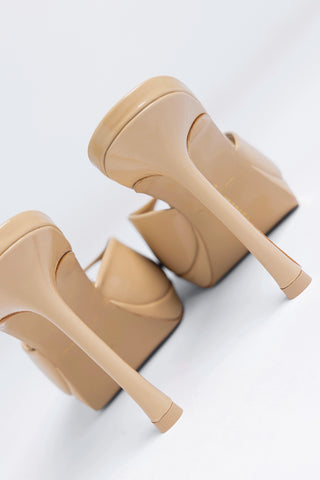 Jasmine Platform Mule Sand Patent Leather Mule Larroudé
