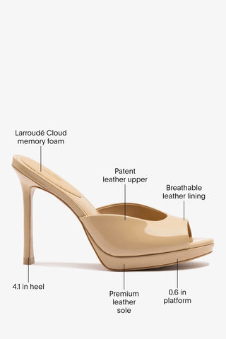 Jasmine Platform Mule Sand Patent Leather Mule Larroudé