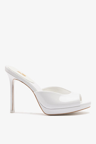 Jasmine Platform Mule White Patent Leather Mule Larroudé