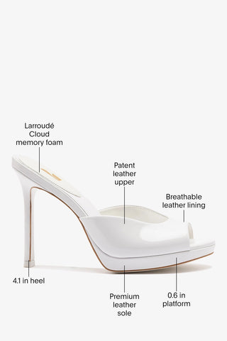Jasmine Platform Mule White Patent Leather Mule Larroudé