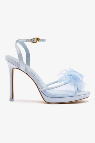 Salma Platform Sandal In Cerulean Blue Satin