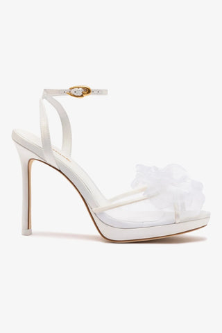 Salma Platform Sandal In White Satin