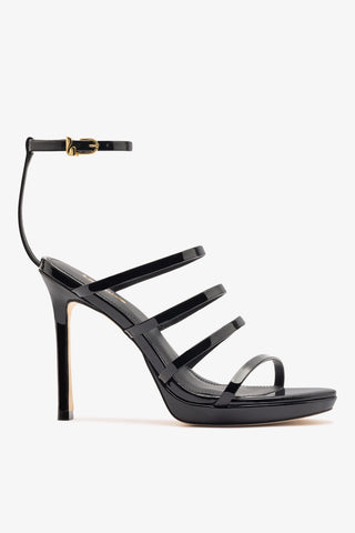 Sasha Platform Sandal In Black Patent Leather