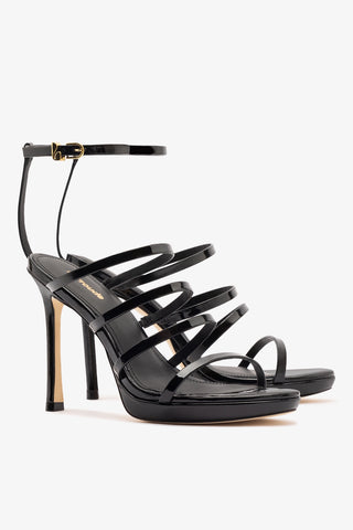Sasha Platform Sandal In Black Patent Leather