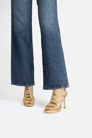 Sasha Platform Sandal In Gold Metallic Leather