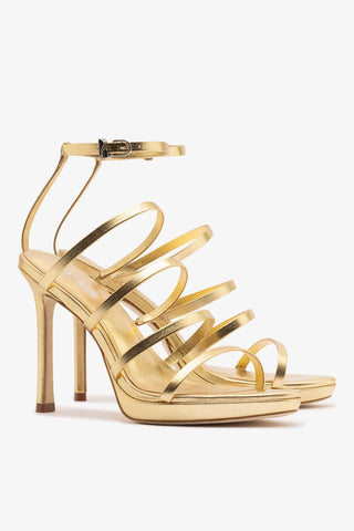 Sasha Platform Sandal In Gold Metallic Leather