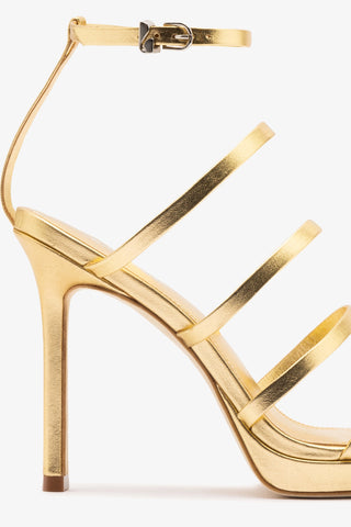 Sasha Platform Sandal In Gold Metallic Leather