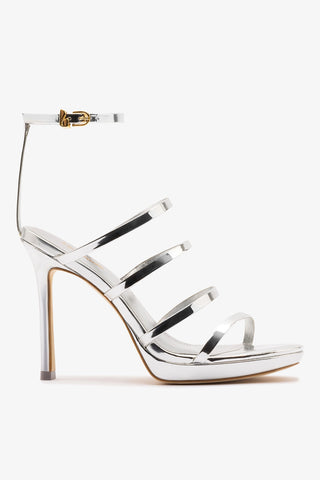 Sasha Platform Sandal In Silver Specchio