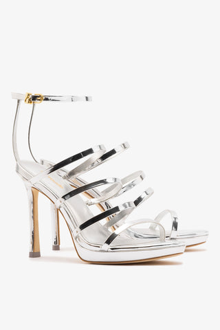 Sasha Platform Sandal In Silver Specchio