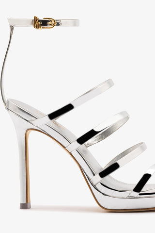 Sasha Platform Sandal In Silver Specchio