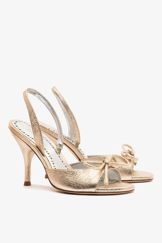 Lady Sandal In Platina Sparkle Metallic Leather