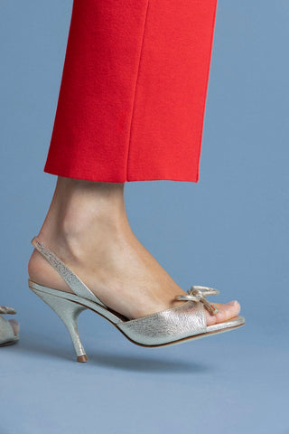 Lady Sandal In Platina Sparkle Metallic Leather