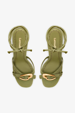 Verona Strappy Sandal In Seaweed Suede