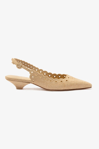 Florence Broderie Pump In Beige Raffia