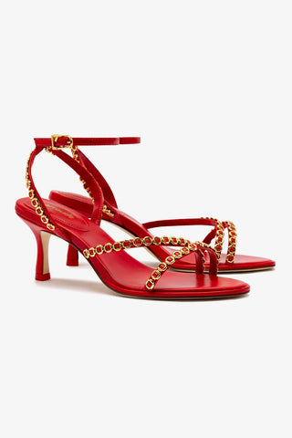 Milanina Mini Sandal In Scarlet Leather