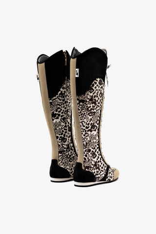 Larroude x Jonathan Cohen Flat Hi Sneaker Boot In Cheetah Black Suede