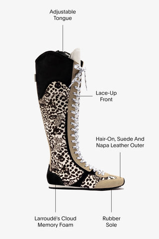 Larroudé x Jonathan Cohen Flat Hi Sneaker Boot In Cheetah Black Suede