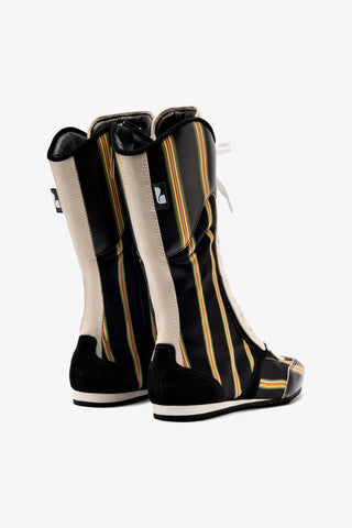 Larroudé x Jonathan Cohen Flat Lo Sneaker Boot In Black Striped Suede