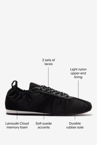 Stella Lite Sneaker In Black Nylon and Suede