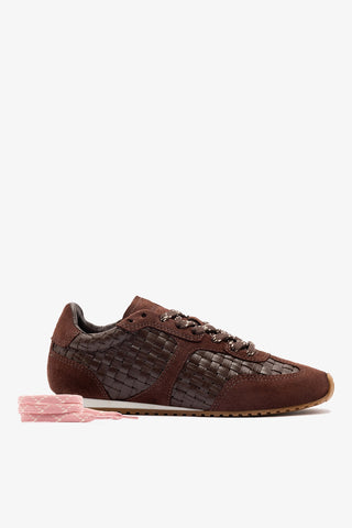 Stella Macrame Sneaker In Brown Leather and Suede