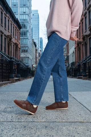 Stella Macrame Sneaker In Brown Leather and Suede Sneaker Larroudé