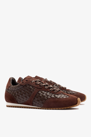Stella Macrame Sneaker In Brown Leather and Suede