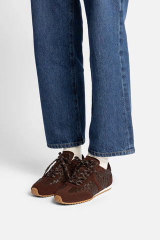 Stella Macrame Sneaker In Brown Leather and Suede