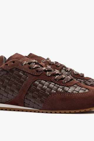 Stella Macrame Sneaker In Brown Leather and Suede