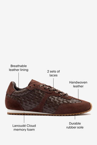 Stella Macrame Sneaker In Brown Leather and Suede Sneaker Larroudé