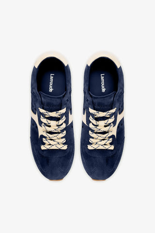 Stella Sneaker In Navy Suede and Ivory Leather