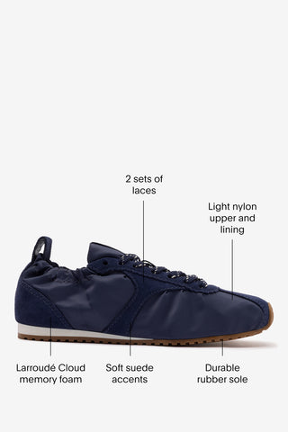 Stella Lite Sneaker In Navy Nylon and Suede Sneaker Larroudé