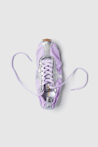 Stella Lite Sneaker In Lilac Nylon and Silver Metallic Leather Womens - Shoes - Sneakers Larroudé