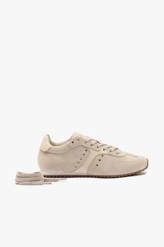 Stella Sneaker In Mushroom Grey Suede and Ivory Leather